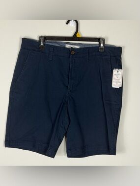 Flag And Anthem Men’s Navy Flat Front Stretch Cotton Shorts Sz 34 NWT